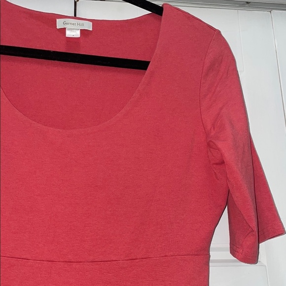 Garnet Hill Pink Midi Sheath Dress with Scoop Neck - Picture 3 of 7